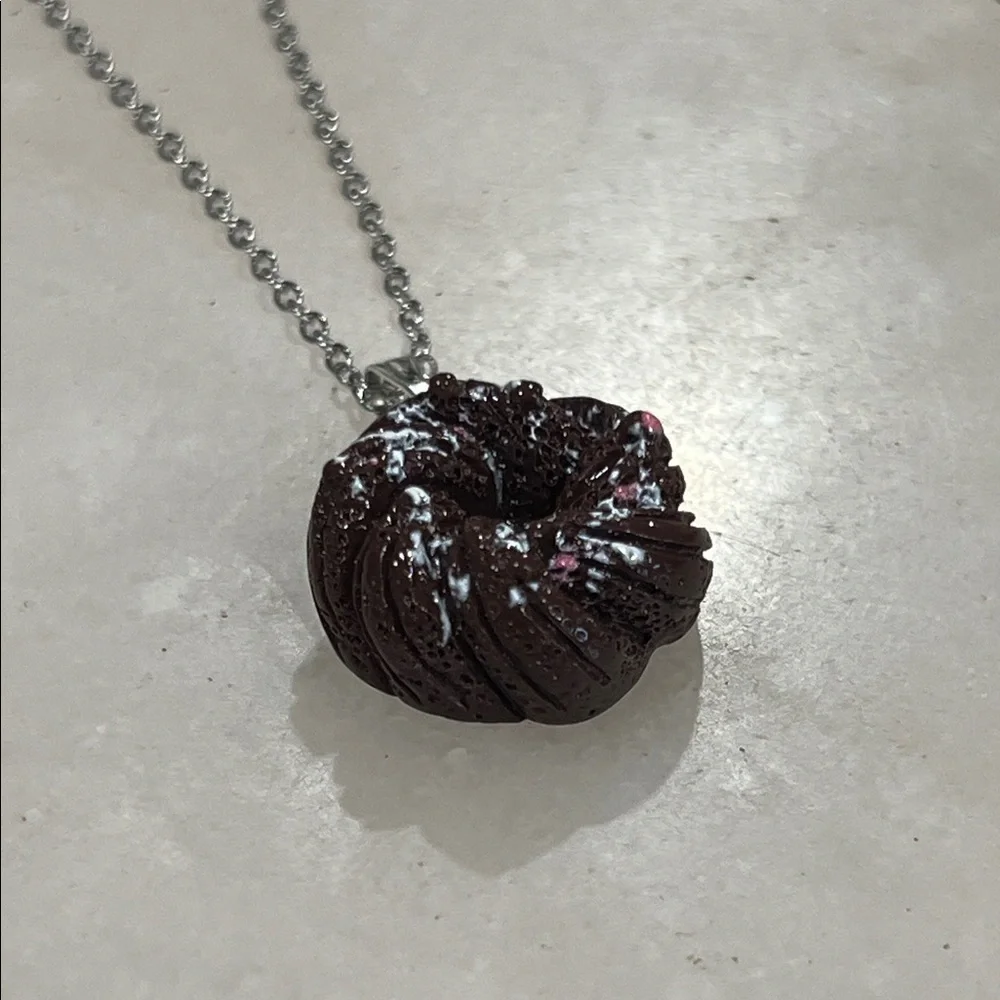Mini Chocolate Bundt Cake Pendant Necklace